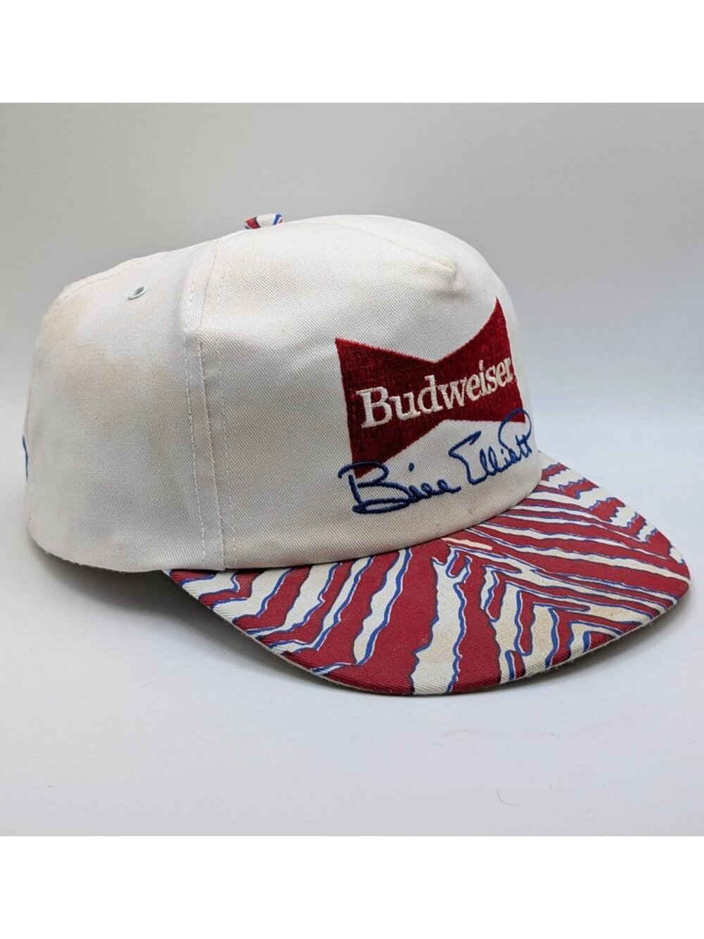 Vintage Budweiser x Bill Elliott Snapback Hat Cap USA Made Retro Cap Nascar Beer